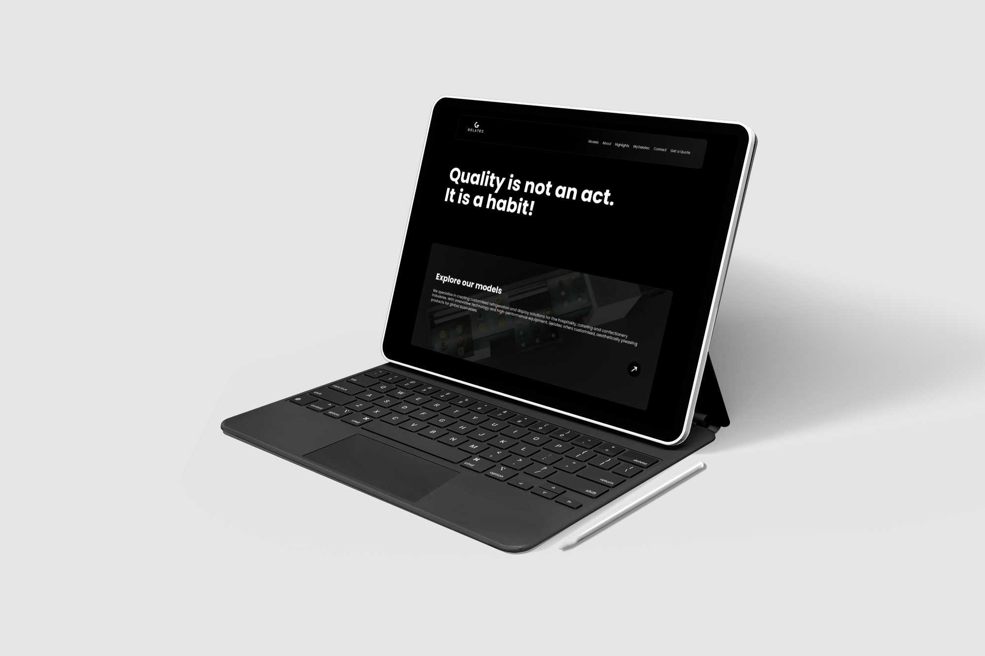 Home - GELATEC Leading Innovation in Refrigeration Solutions Mockup 02 - HERMIT - Bespoke Web Experiences