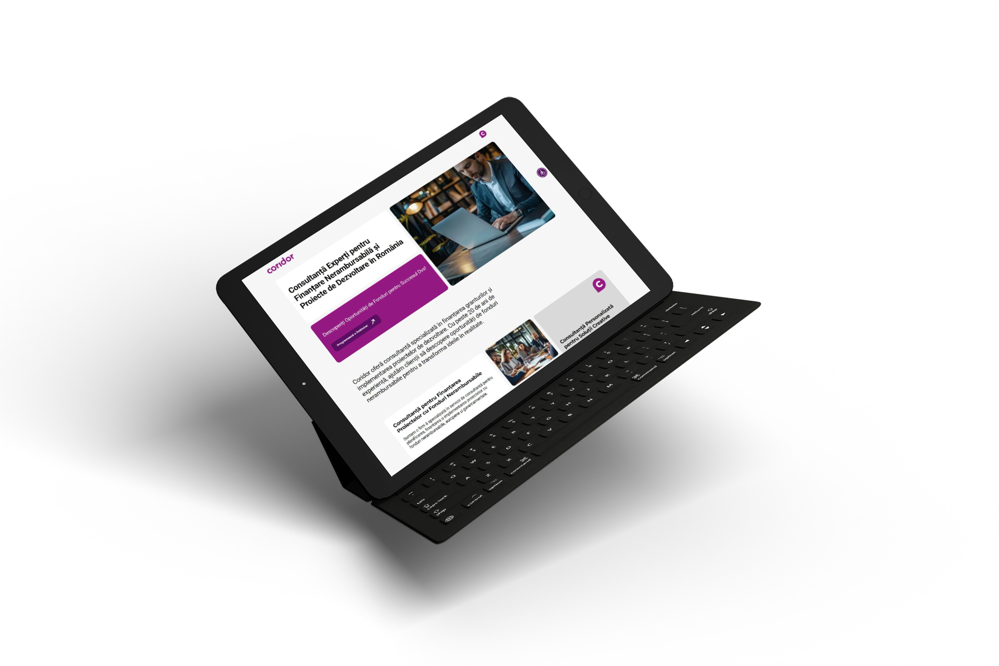 coridor.ro - CORIDOR Romania premium tablet mockup for social media and web design - HERMIT - Bespoke Web Experiences